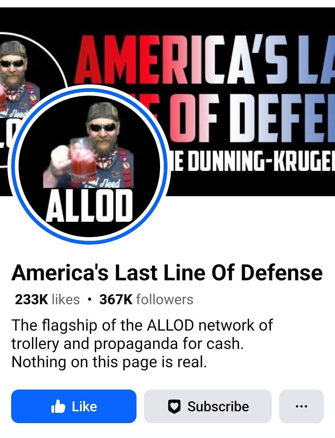 The bio of the page that uploaded the viral post, (Photo via Facebook/ America's Last Line Of Defense)